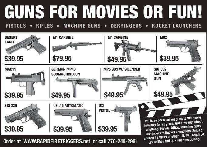 movie guns,guns from movies,prop guns,